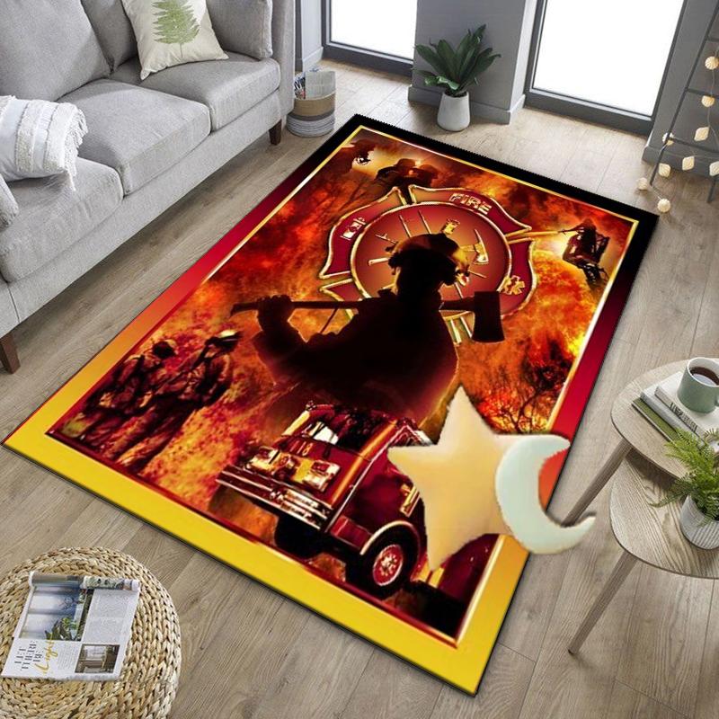 Firefighter Bravery In Action Office Rug Chair Mat, Entryway Carpet, Suitable for Front Door, Bedroom, Living Room, Desk, Holiday Gift