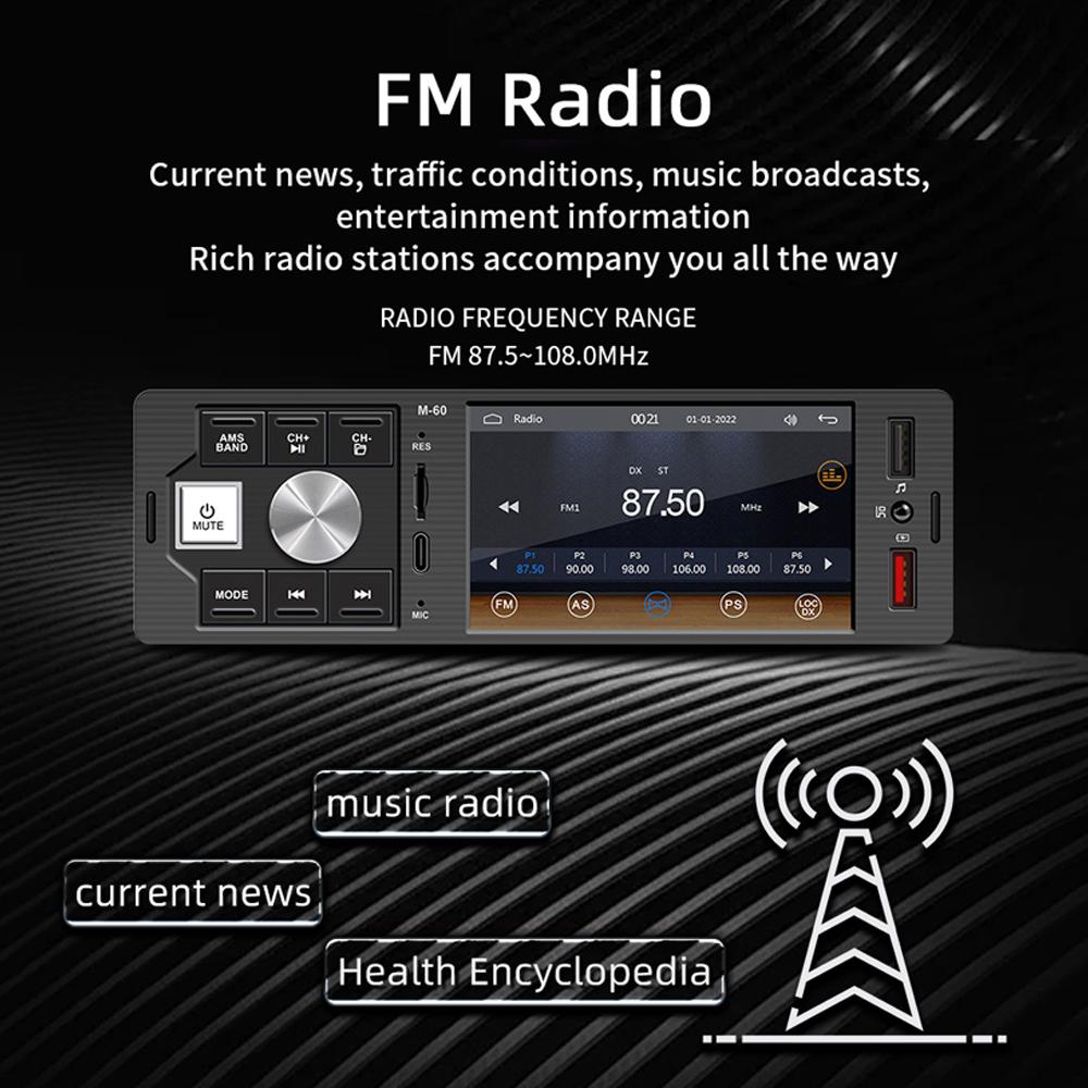 Portable 4.1in High Clear Car BT MP5 Player Cordless Multilanguage Multifunctional Auto Audio and