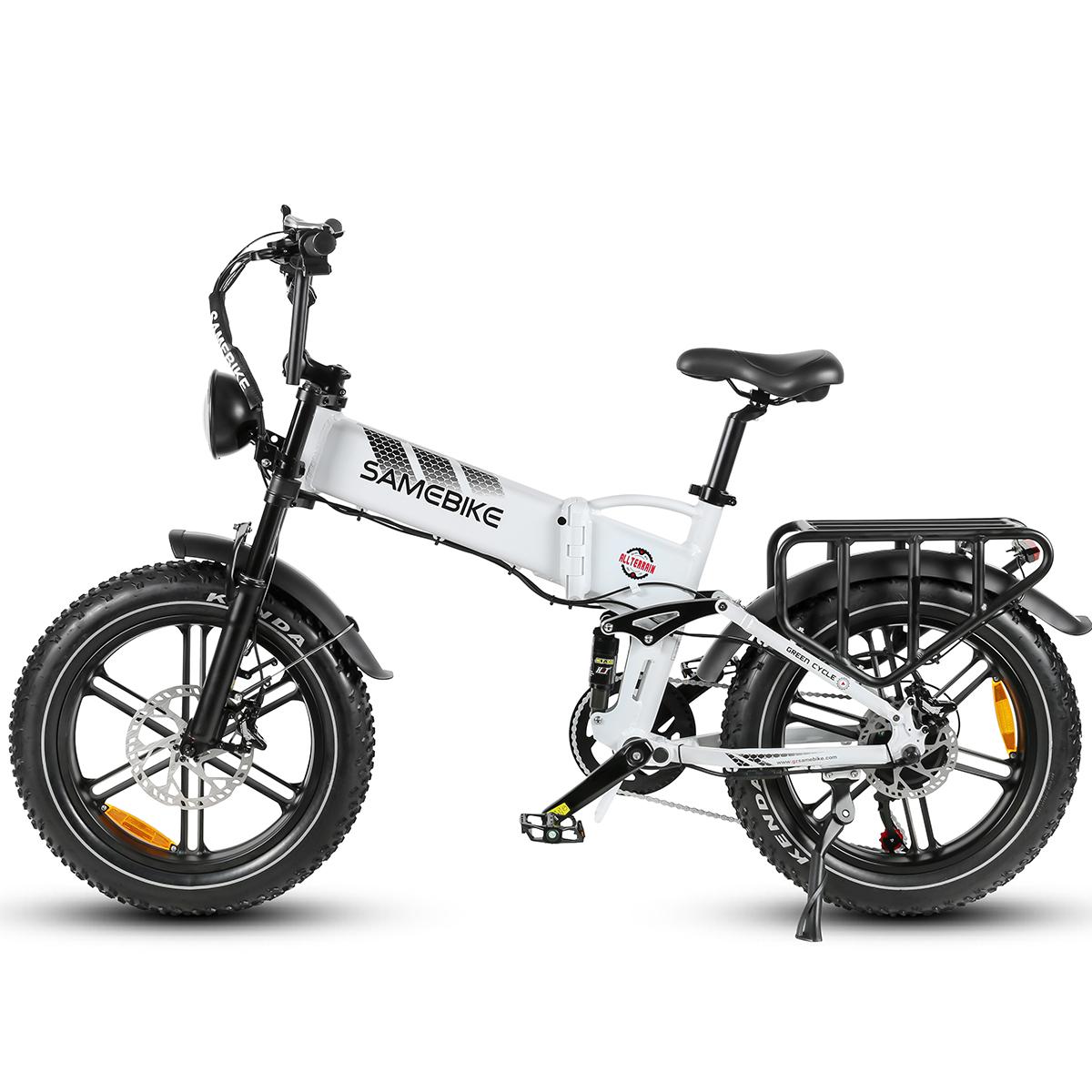 Vélo électrique tout-terrain pliable Samebike RS-A02, batterie 48 V 17 Ah, moteur 1 200 W, pneus larges 20 x 4 pouces, vitesse maximale 45 km/h, autonomie 55 km. bleu