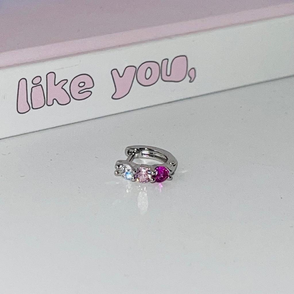 Double Ear Piercing Hoop Earrings with Colored Zircon – Exquisite, Flashy, Niche Design