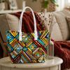 Geometric Stained Glass Style Casual Tote Bag Fashion Daily Use Shoulder Bag