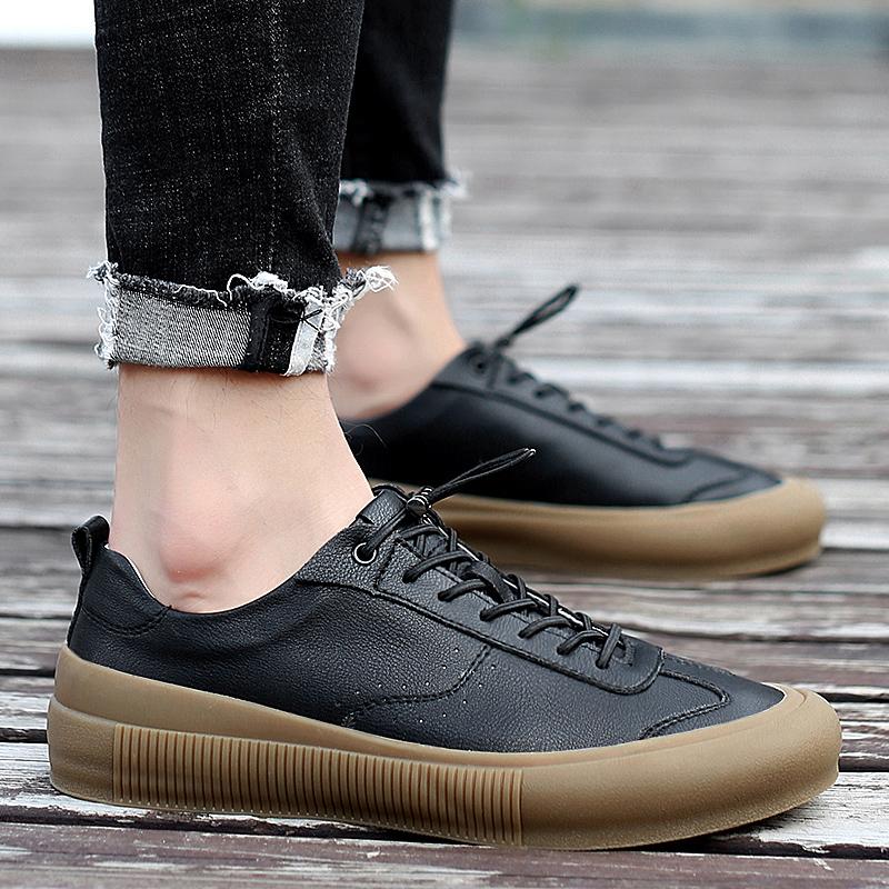 Luxury Brand Mens Causal Shoes High-end Italian Handmade Leather Designer Shoes Black Lace-up Outdoor Sneakers White Men Shoes