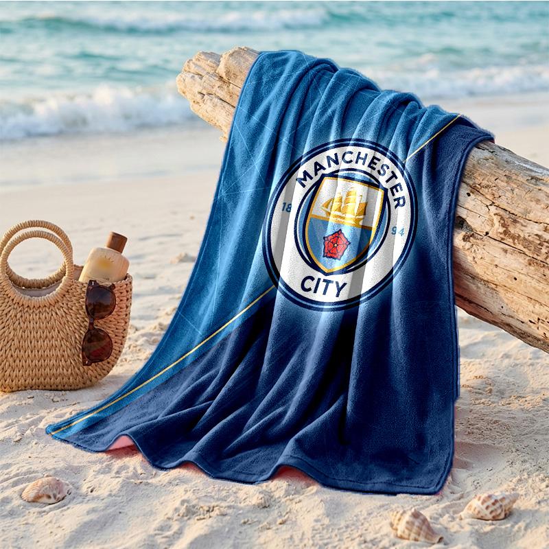 Asciugamano da Spiaggia Tema Manchester City Morbido Asciugatura Rapida?Asciugamano Asciutto Per Vacanze Estive Al Mare Nuoto
