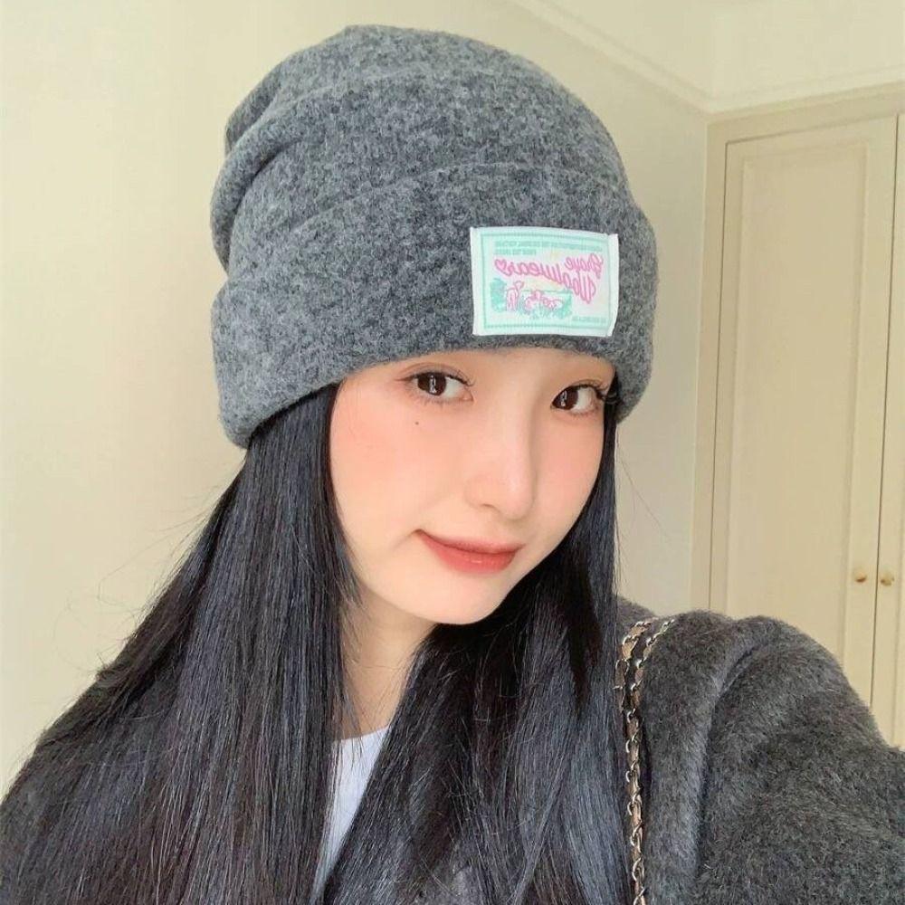 Keep Warm Knitted Pullover Hat Coldproof Beanies Cap Fashion Woolen Stacked Hat  Girls