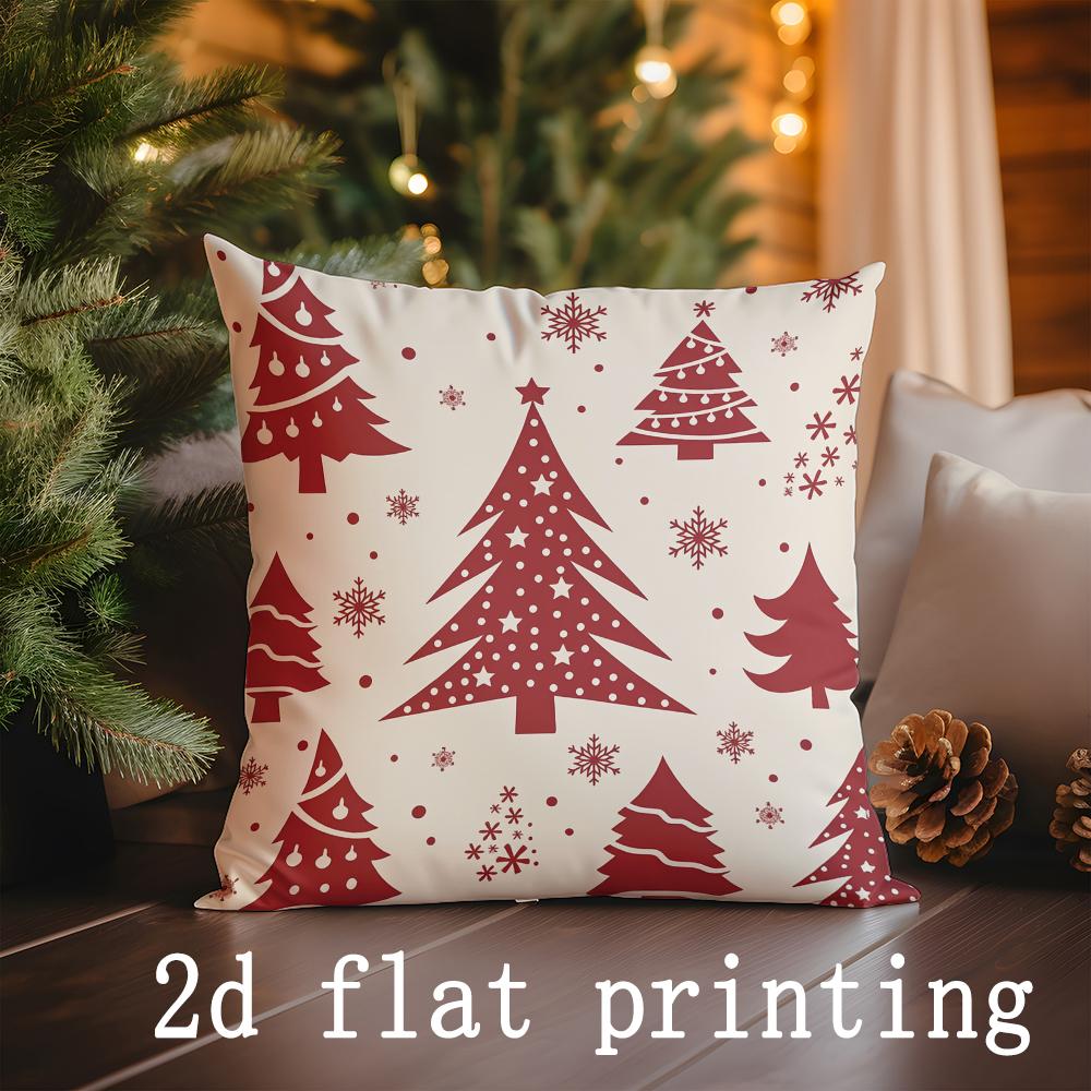 

Home Decor Merry Christmas Snowflake Tree Pillow Covers Pattern Cushion Cover Suitable for Sofa Bedroom Car Pillow Cover 16x16Inch