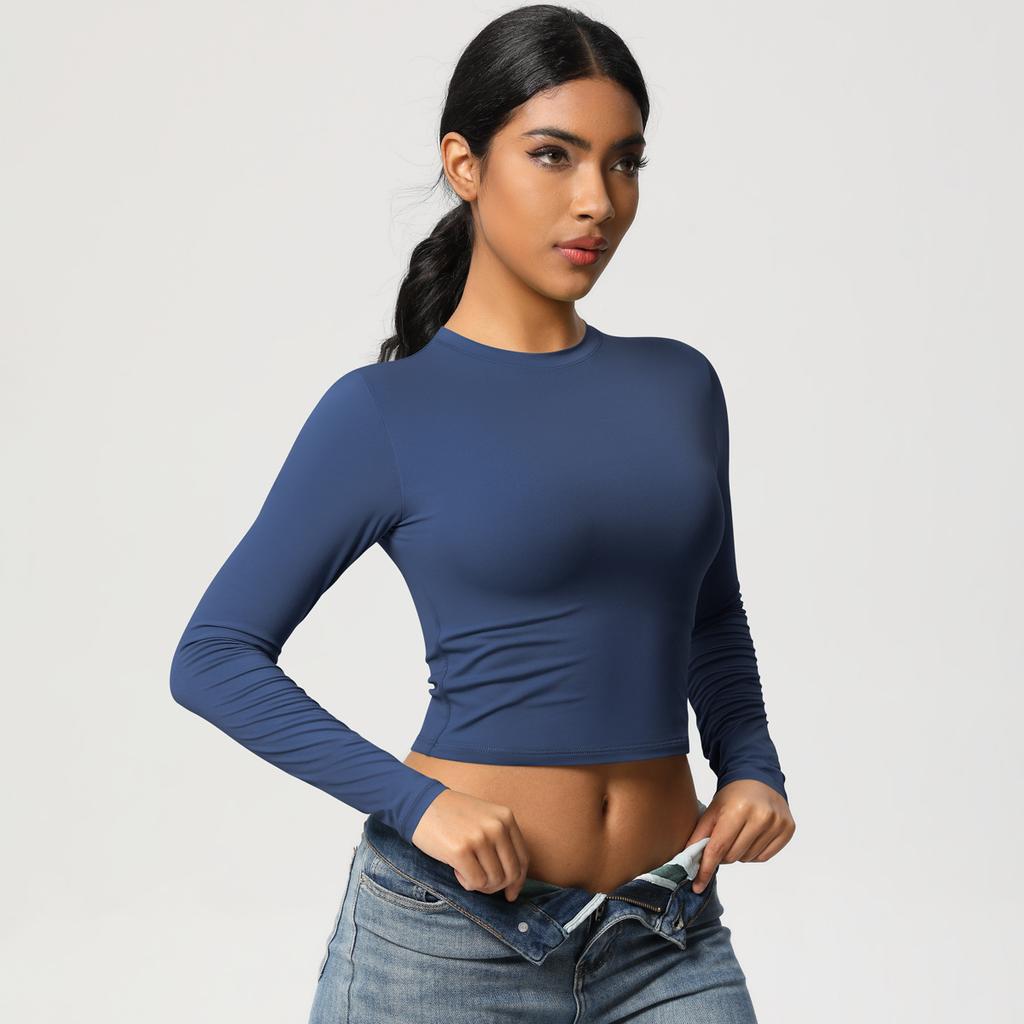 Women Sports T-Shirts Long Sleeves Compressed Quick-dry Super Elastic Suitable For Running Fitness Training Yoga