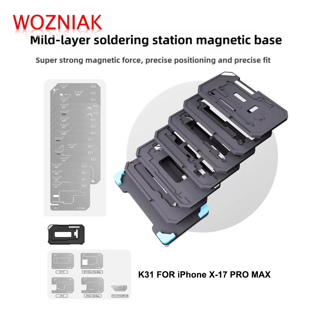 WYLIE K31 Mid-Layer Planting Tin Template For iPhone X-17 Pro Max Motherboard BGA Middle Layer Reballing Stencil Platform