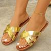 Women's Fashionable Plus-Size Square-Toe Cross-Strap Sandals