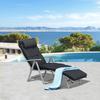 Sun Lounger Foldable Beach Lounger with Headrest Seat Cushion Deck Chair with 7-Position Adjustable Backrest Garden Lounger Relaxing Lounger Up To