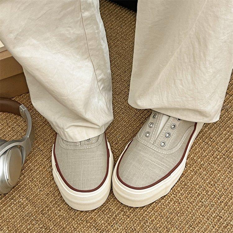 Muffin Canvas Shoes Women's Summer 2025 New Fashion Versatile Thick Sole Height Increase One Pedal Casual Board Shoes