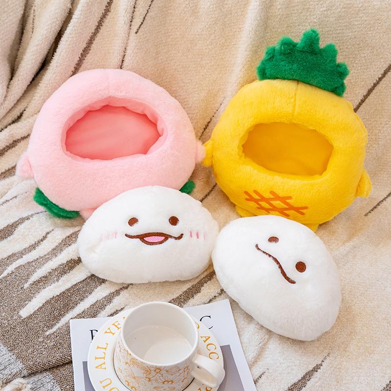 Cute Pineapple Elf Plush Toy Stuffed Peach Ball Mosnters Plushie Hug Throw Pillow Cushion For Girl Boy Birthday