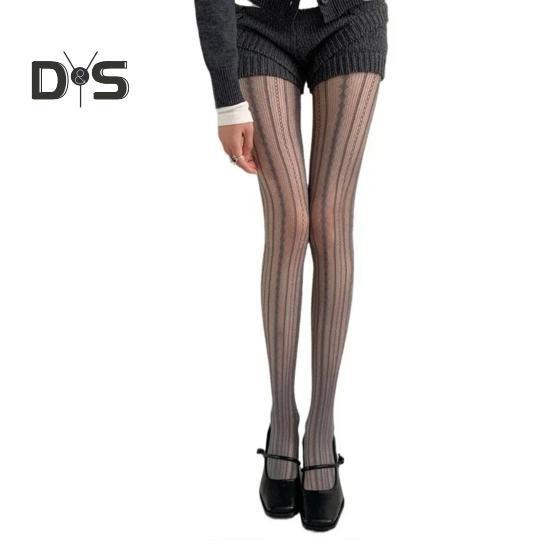 Dámské punčochové kalhoty s výřezy, patchworkové, síťované, ultratenké, průhledné, vysoce elastické, protiskluzové, jednobarevné, na dojíždění, na rande, na párty, k mini sukni