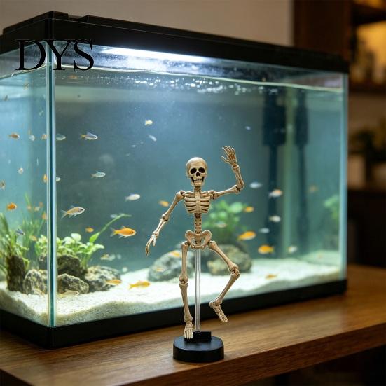 Presente Único de Halloween para Aquaristas Decoração Dinâmica de Esqueleto para Aquário, Dançante Movido a Ar Criativo Ornamento Aquático Acessório de Aquário, Assustador