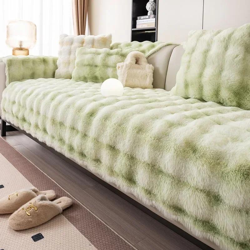 

Имитация кролика плюшевая подушка для дивана сезон универсальная зимняя подушка противоскользящая толстая зимняя подушка для дивана полотенце чехол ткань для гостиной 70x70cm 1pcs