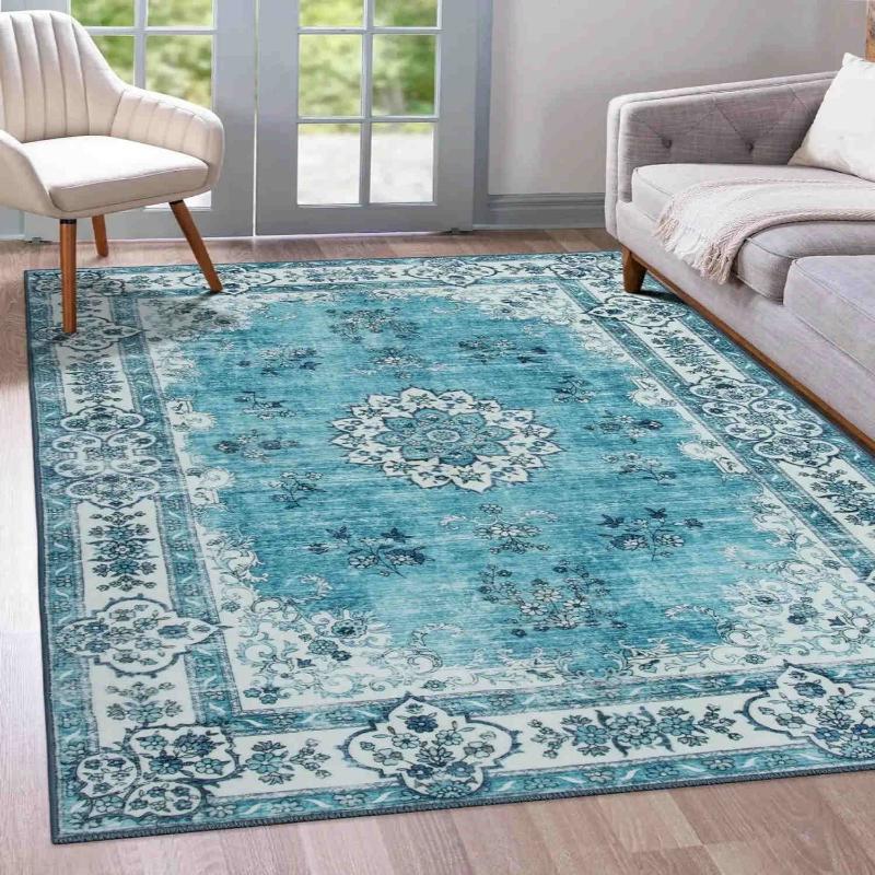 Tapis de Zone Bohème Imprimé Ethnique Tapis Turc Vintage Lavable Tapis de Salon Traditionnel Cour Ottomane Paillasson Décoration d'Intérieur