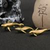 Solid Brass Sea dolphin Small Statue Office Desk Ornaments Decoration Crafts Collection Metal Animal Figurines Miniatures gift