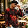 Men's Halloween Print Long Sleeve Neck T-Shirt Loose Fit Casual Top
