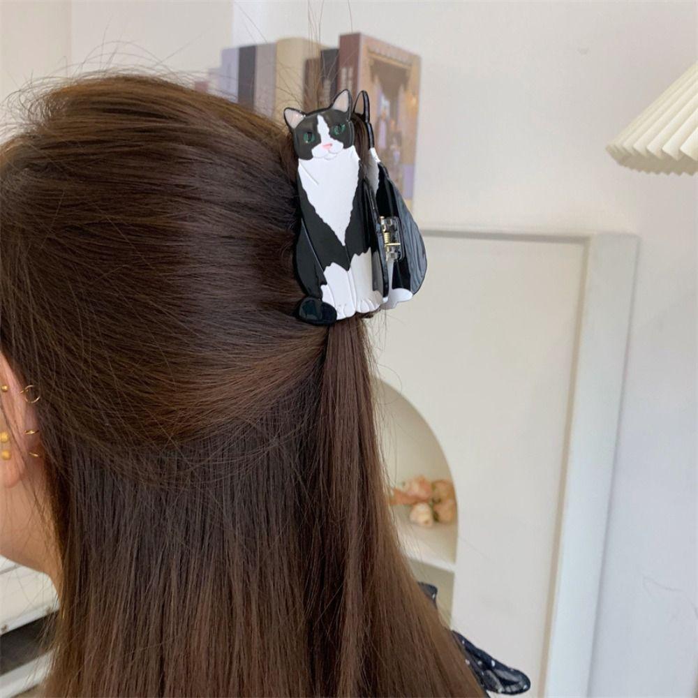 Korean Style Acetate Cat Hair Claw Cartoon Animal Shark Clip Personalized Kitten Claw Clip  Girls