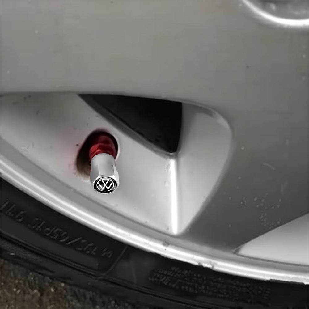4PCS Car Tire Valve Cap Auto Wheel Tyre Rim Stem Cover For VW Polo Sharan Golf Scirocco Touran Touareg Rline Jetta Tcross Tiguan
