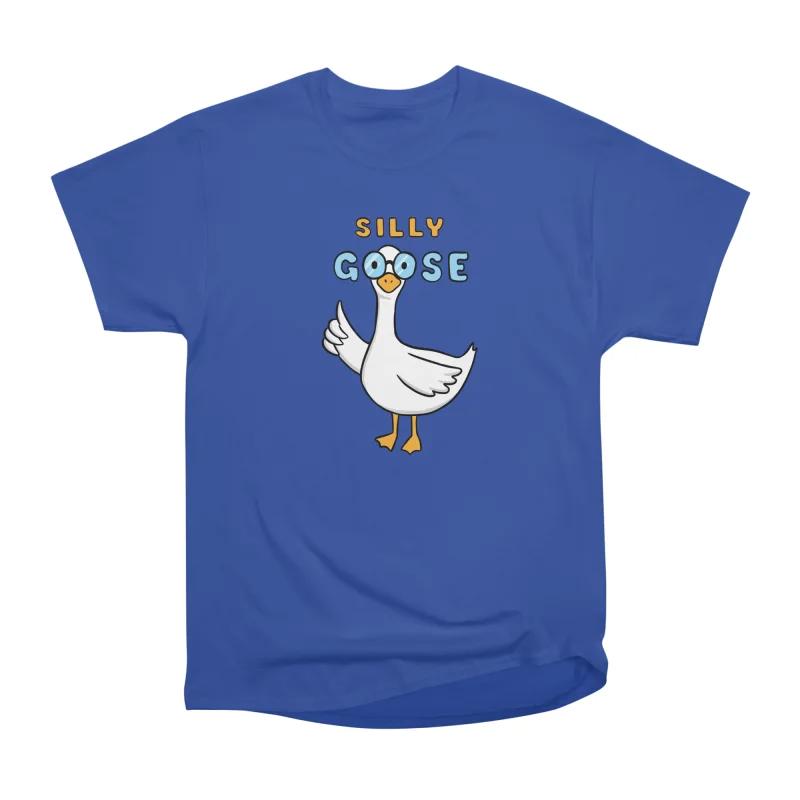 Men Casual Shirts Short Sleeves SILLY GOOSE Tees Oversized T-shirts S синий