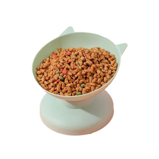 

Миска для кошек, съемная, большая емкость, защита для шеи, мультяшная форма, кормушка для домашних животных, кошек, собак, широкий рот, ежедневное использование зелёный