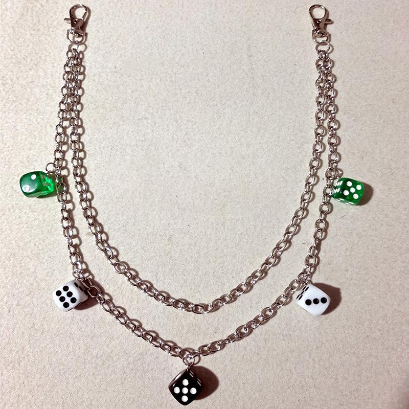 Transparent Acrylic Dice Dice Pendant Pendant Waist Chain Versatile Trouser Chain