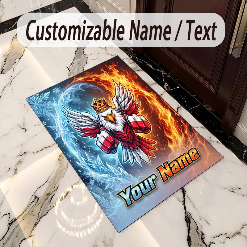 Crystal Velvet Rug Poland Football Print Custom Name Text Floor Mat Home Decor