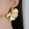 Retro cold wind irregular texture metal big flower stud earrings, versatile temperament trendy women's models