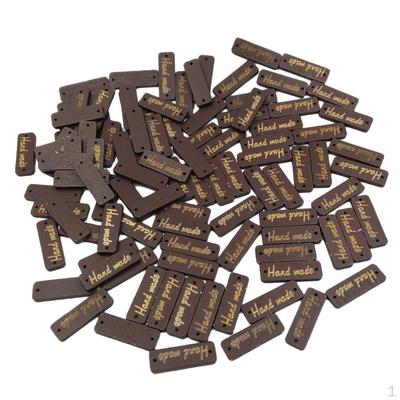 50 Parça El Yapımı Etiket Ahşap Düğmeler Scrapbooking için Etiketler 30mm Kahverengi