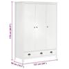 VidaXL 3-door Wardrobe Hill White 127x50x170 Cm Solid Pine Wood 288952
