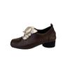 Fashion Autumn Vintage Lace Up Women Mary Jane Shoes Elegant Square Toe Party Dress Ladies Design Leather Pumps