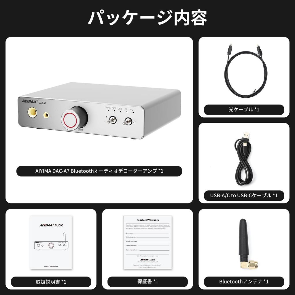 AIYIMA Bluetooth Headphone Amplifier with ES9038Q2M Dual Headphone Output DAC-A7 5.4 Decoder, 3.5mm + 6.35mm