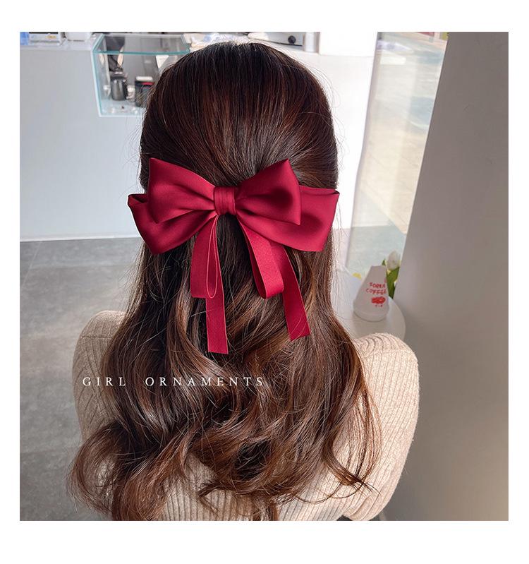 Satin Drape Three-Layer Bow Hair Clip - High Quality Solid Color Headwear