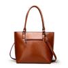 2 Pcs Set Women Casual Tote High Quality Oil Wax Soft Leather Elegant Offcie Handbag and Purses Retro Black Luxury Bag 2022 New