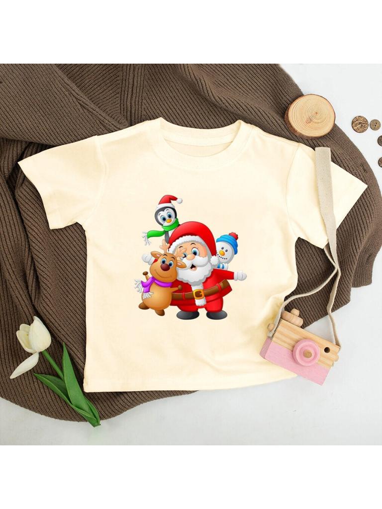 Weihnachtsmann Weihnachtsfeier Jungen Mädchen Retro Kurzarm-T-Shirt Kleinkind Weihnachten