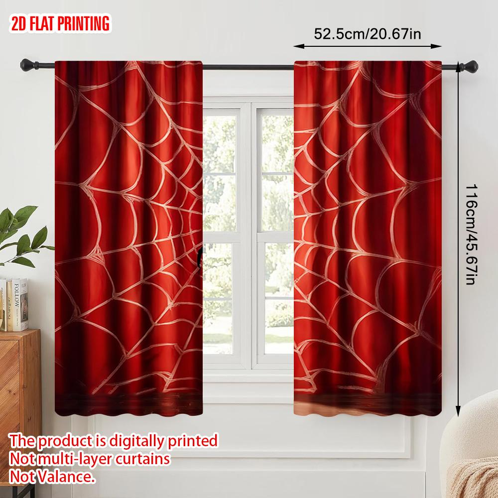 2 Stück moderne Vorhänge mit Spinnen- und Insektenmotiv aus Polyester (ohne Stange) Dekorationen für den Außenbereich, ideal für Schlafzimmer &