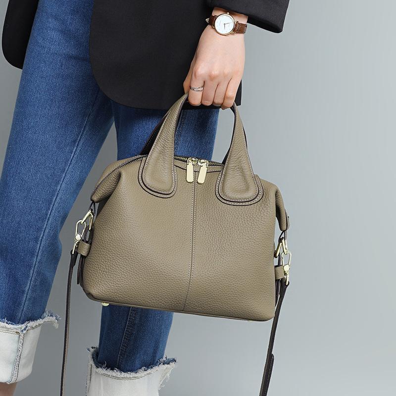 

New Niche Crossbody Bag Fashionable Large Capacity High-end Stylish Handheld Shoulder Genuine Leather Women s Bag Elephant Gray（Public Ve