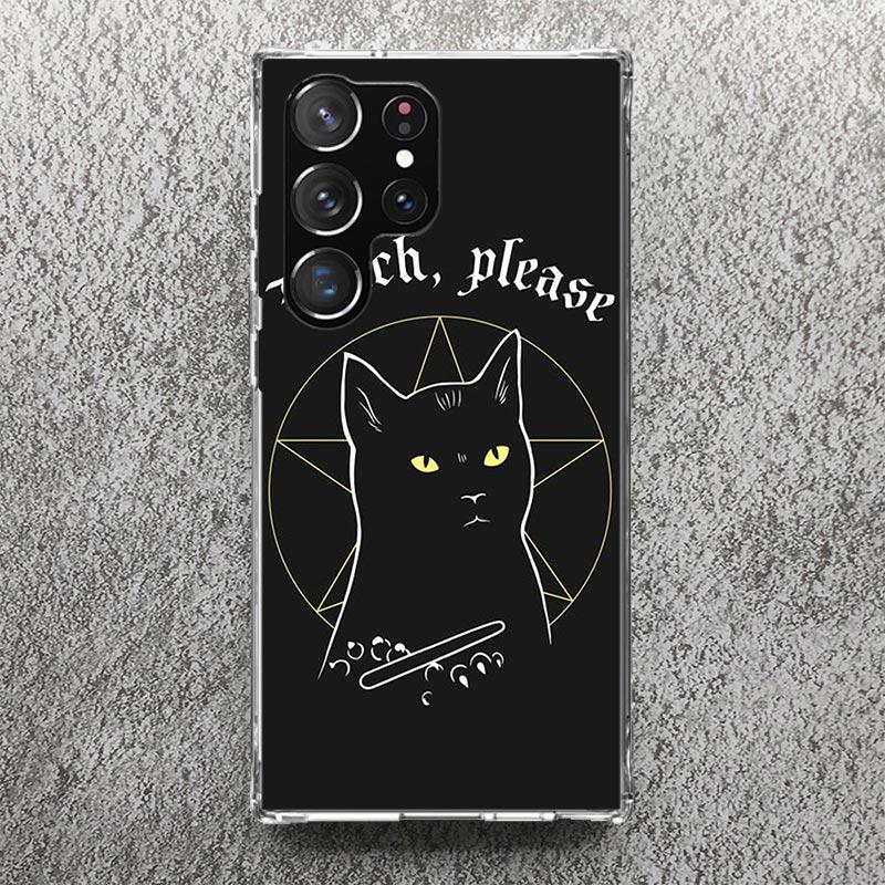 Witch And Cat Colorful Cute Phone Case For Samsung Galaxy S25 S24 S23 Ultra S22 Plus S21 S20 FE S10 + S25Ultra S24U Soft Cover S