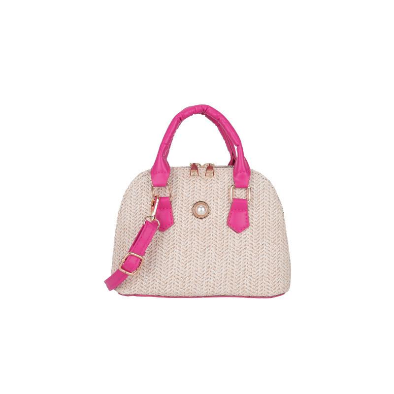 Trendy Woven Shell Shaped Handbag Fashionable Simple Shoulder Bag With Zipper