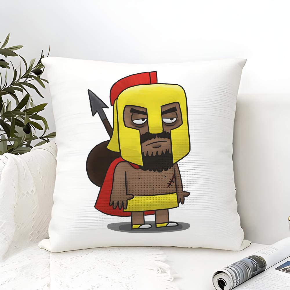 Cute Cartoon Warriors Brave Spartans 2 Pillow Case Linen Pillow Case Sofa Home Decor Cushion Cover Cushion Cove