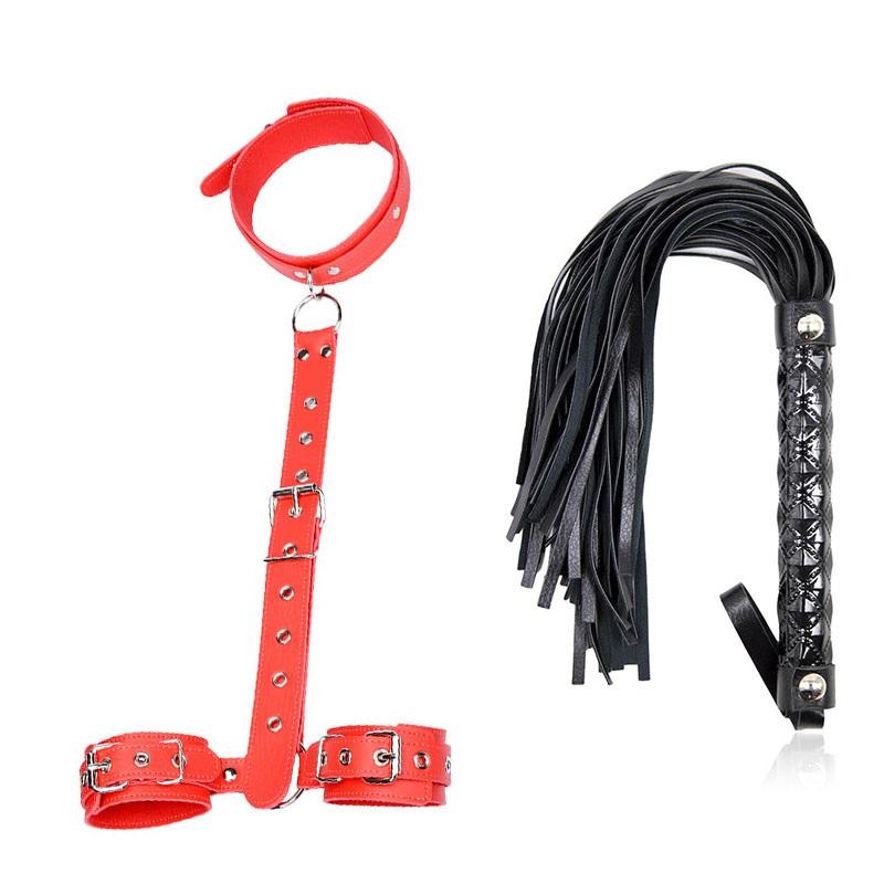 SMLOVE Erotic Sex Toys For Couples Woman Sexy BDSM Bondage Handcuffs Neck Collar Whip For Adult Toys Slave Sex