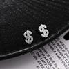 New Gothic Copper Zircon Dollar Symbol Stud Earring for Men Women Hip Hop Gold Color Plated Earrings Design Jewelry Gifts