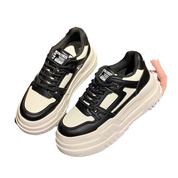 Casual little white shoes women's 2025 spring new thick-soled inner height increase leather sports board shoes women's small muffin bottom