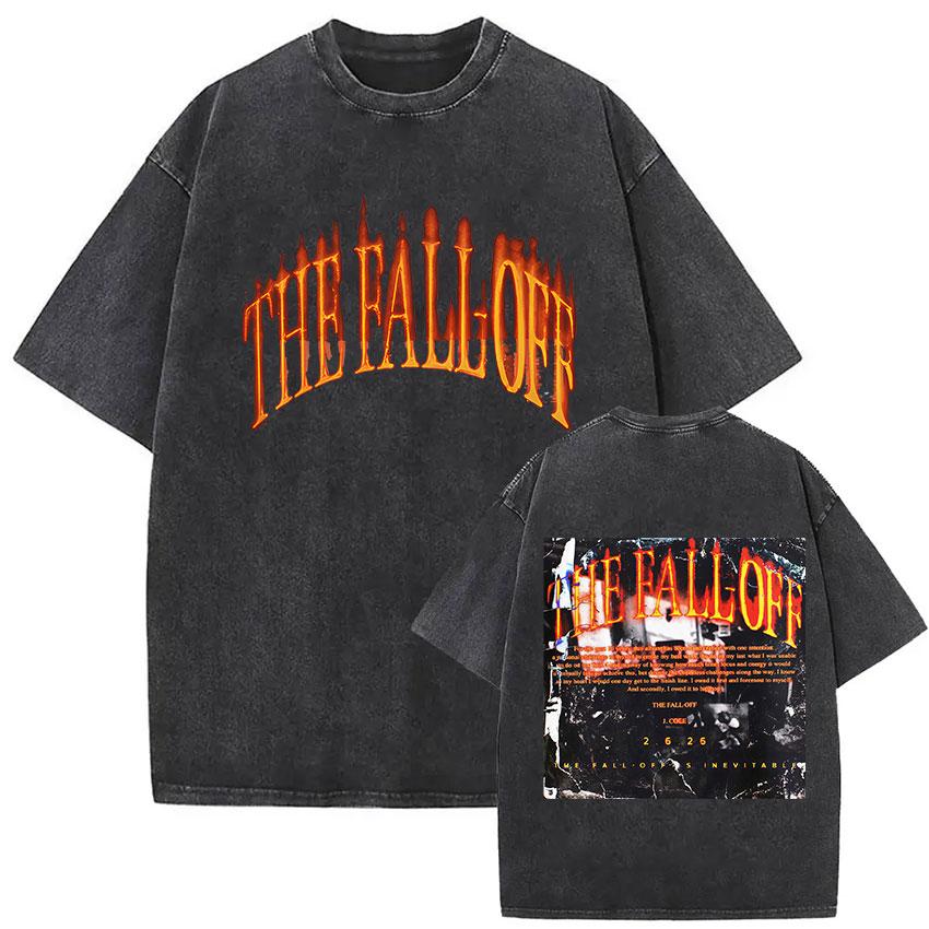 

Vintage Washed J Cole THE FALL OFF World Tour Graphic T Shirts Unisexs Women Hip Hop Oversized Cotton Tshirt Streetwear S