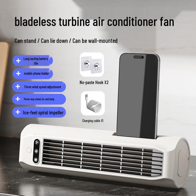 Rechargeable Leafless Wall-Mounted & Portable Tower Fan for Kitchen, Home, and Office Desktop Wall-mounted Tower Fan белый