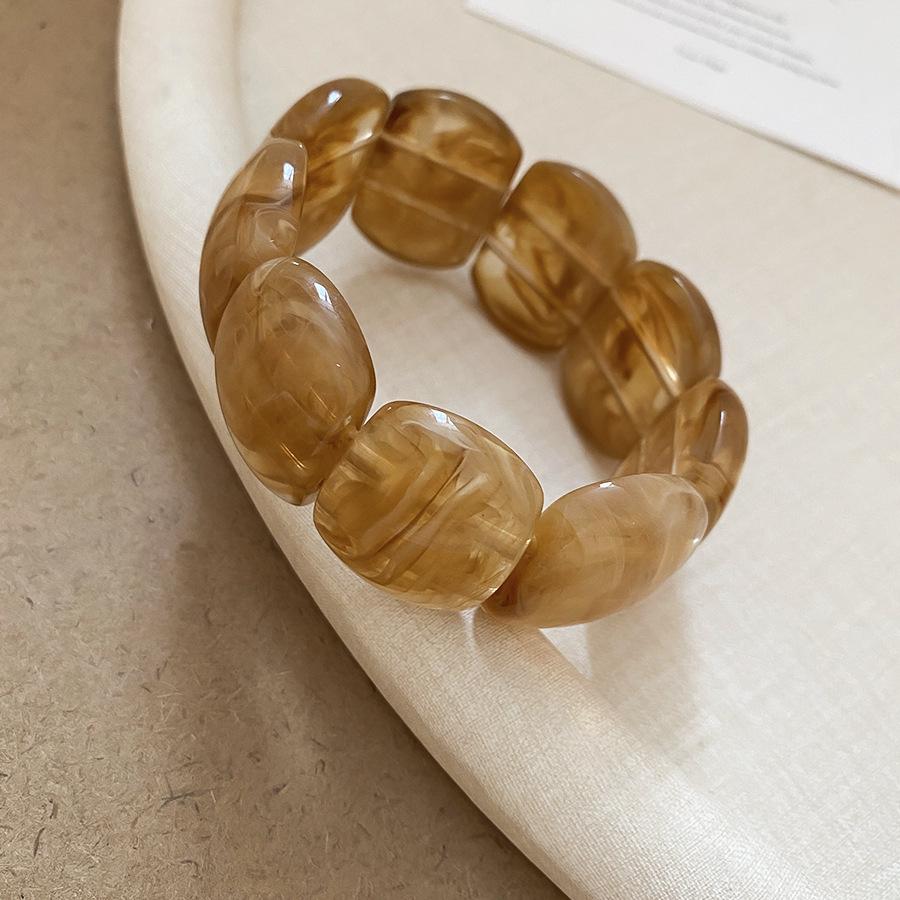 Acrylic Marbled Round Spliced Bracelet - Elegant Chinese-Style Fashion Bangle for Women