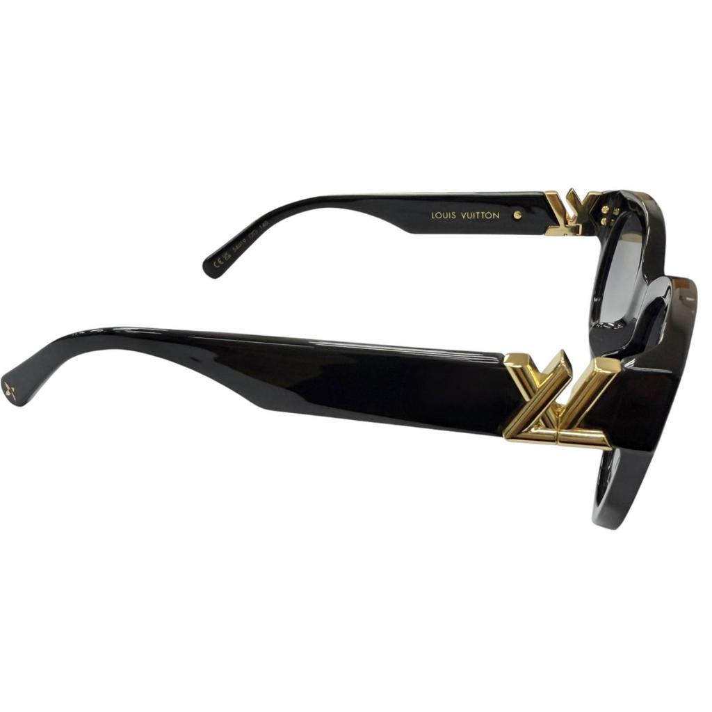 Excellent LOUIS VUITTON LV GO-14 Round Sunglasses Black Women Z2378E Used