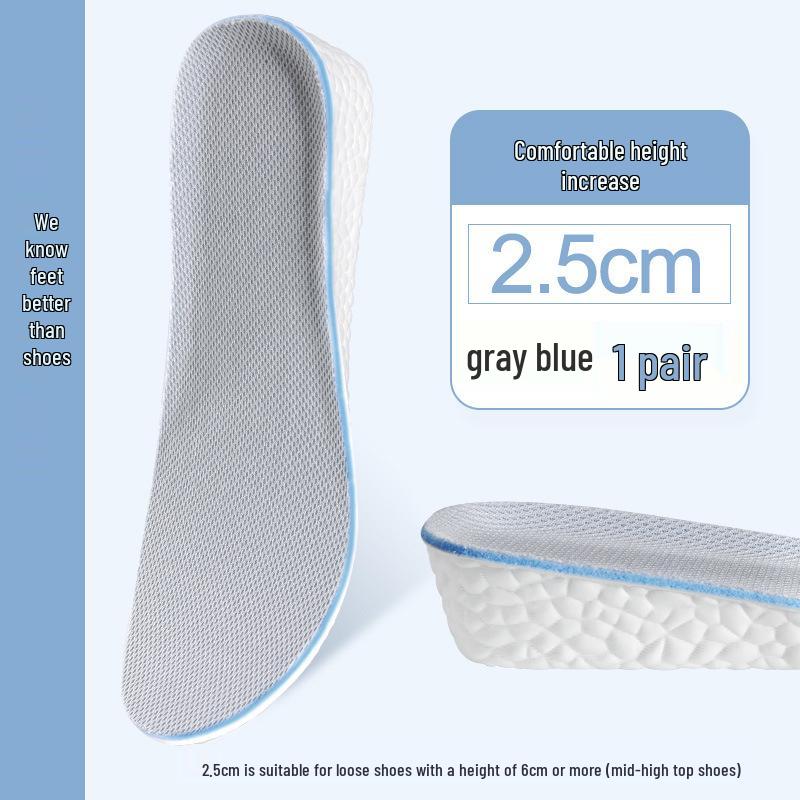 Boost Popcorn Height-Increasing Insoles for Men & Women - Breathable, Sweat-Absorbent, Flexible, Soft, Lightweight Sports Inner Height Enhance Pad