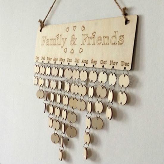 Závěsný kalendář Family&Friends Dřevěná deska Narozeninová plaketa Home Decor
