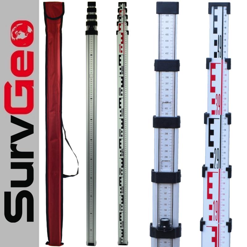 5M Double-Segment Aluminum Leveling Staff with Survgeo Cover